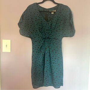 Forever 21 Short Sleeve Mini Dress Blue & Black Polka Dot size XS A-Line